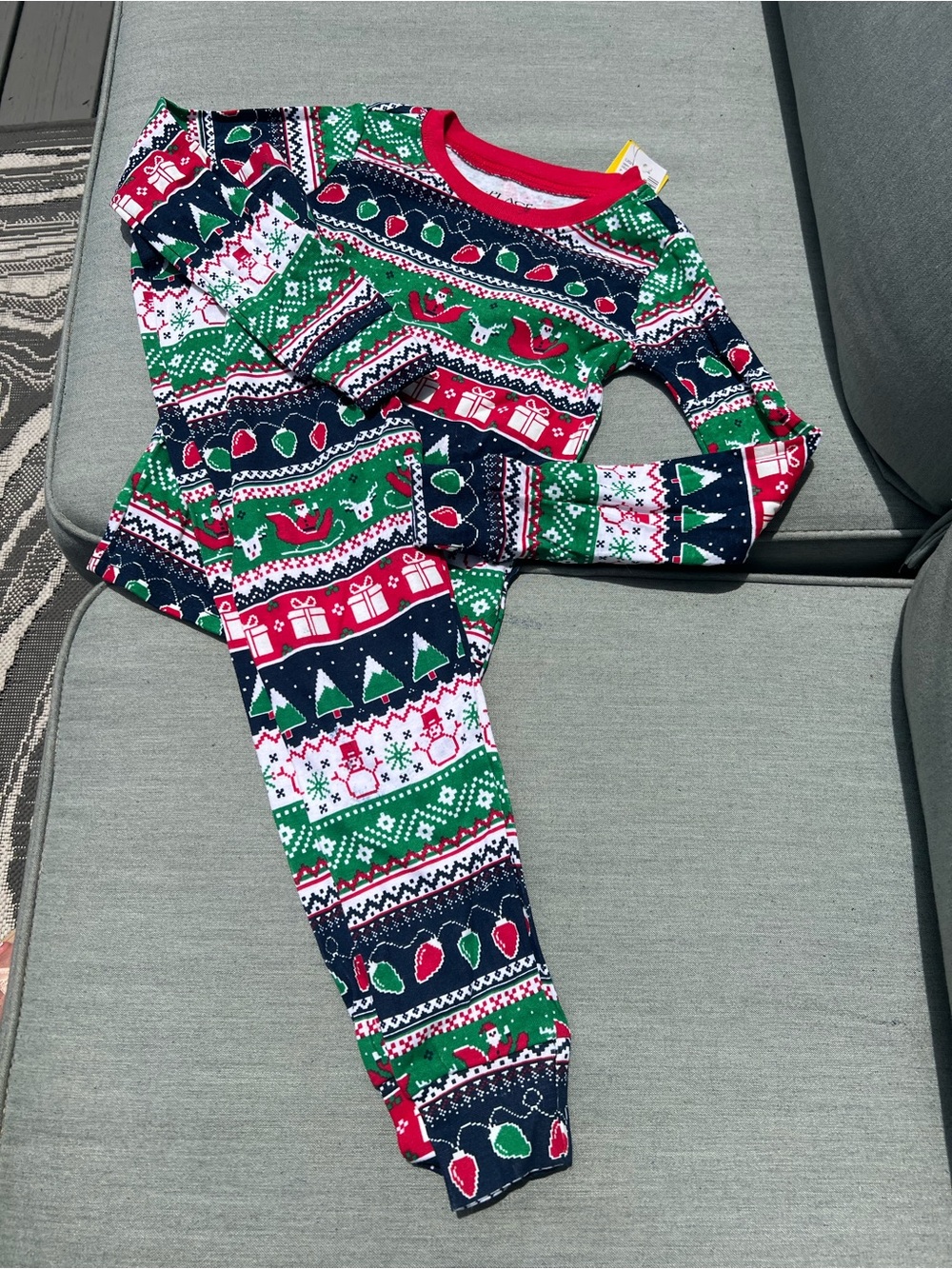 Children’s Place Kids Holiday Pajama Set - Red, Green, Navy Christmas Print